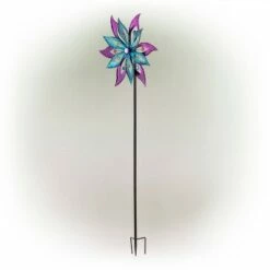 Buy ⭐ Alpine Corporation 64" Jeweled Colorful Metal Dual Floral Wind Spinner Garden Stake Aqua/Purple 🤩 -Garden Decor Shop unnamed file 13837
