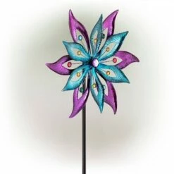 Buy ⭐ Alpine Corporation 64" Jeweled Colorful Metal Dual Floral Wind Spinner Garden Stake Aqua/Purple 🤩 -Garden Decor Shop unnamed file 13838