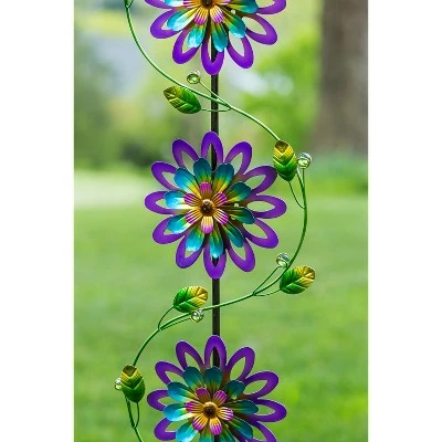 Hot Sale 👍 Evergreen 71"H Garden Stake with Spinning Flowers, Violet Trio- 🥰 4 Hot Sale 👍 Evergreen 71"H Garden Stake with Spinning Flowers, Violet Trio- 🥰 - Image 2