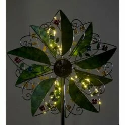 Buy 👍 Wind & Weather Metal Leaf and Flower Wind Spinner with Solar Lights 👍 -Garden Decor Shop unnamed file 13865