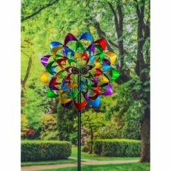 Outlet β Evergreen 84"H Wind Powered Lighted Wind Spinner, Multicolor Flower π