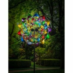 Outlet ⌛ Evergreen 84"H Wind Powered Lighted Wind Spinner, Multicolor Flower 🔔 -Garden Decor Shop unnamed file 13883