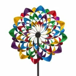 Outlet ⌛ Evergreen 84"H Wind Powered Lighted Wind Spinner, Multicolor Flower 🔔 -Garden Decor Shop unnamed file 13884