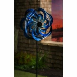 Brand new 🌟 Evergreen 75"H Solar Wind Spinner, Blue Waves 💯 -Garden Decor Shop unnamed file 13901