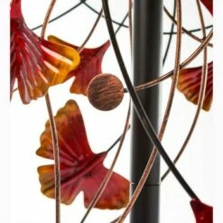 Discount 👏 Wind & Weather Metal Ginkgo Leaves Wind Spinner In Autumn Hues With Abstract Wire Forms 🥰 -Garden Decor Shop unnamed file 13925
