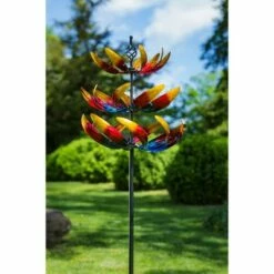 Best Sale 🥰 Evergreen 84"H 3 Tier Wind Spinner, Primary Color Ombre Waves in Motion ❤️ -Garden Decor Shop unnamed file 13995