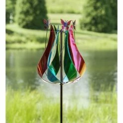 Cheapest 😍 Wind & Weather Metal Tulip Wind Spinner with Butterflies 🎁