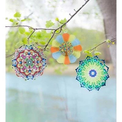 Budget π Wind & Weather Lotus Mandala Optical Illusion Hanging Metal Spinner π 6 Budget π Wind & Weather Lotus Mandala Optical Illusion Hanging Metal Spinner π - Image 4