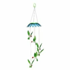 Discount 🛒 Evergreen Color Changing Hummingbird Solar Mobile with single Flower Top 🎁