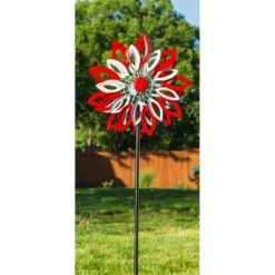 Best deal 🛒 Evergreen 75"H Wind Spinner, Red and White Patriotic Leaves 💯