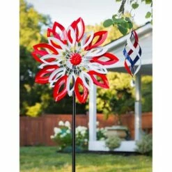 Best deal 🛒 Evergreen 75"H Wind Spinner, Red and White Patriotic Leaves 💯 -Garden Decor Shop unnamed file 14258