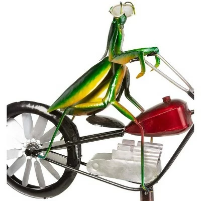 Buy 🤩 Wind & Weather Handcrafted Metal Praying Mantis on a Motorcycle Wind Spinner ❤️ 3 Buy 🤩 Wind & Weather Handcrafted Metal Praying Mantis on a Motorcycle Wind Spinner ❤️ - Image 2