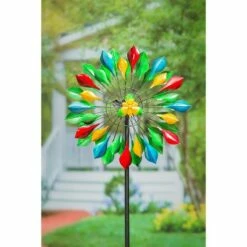 Promo 🧨 Evergreen 75"H Wind Spinner, Multi-Color Fragments- Fade and Weather Resistant Outdoor Decor 😍