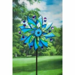 Cheapest ✨ Evergreen 75"H Wind Spinner, Cobalt Peaks- Fade and Weather Resistant Outdoor Decor ⌛
