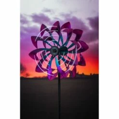 Deals 🎁 Evergreen 75"H Solar Wind Spinner, Magenta- Fade and Weather Resistant Outdoor Decor 🎉