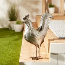 Cheap 🥰 Zingz & Thingz Zingz & Thingz 17" Iron Galvanized Rooster Sculpture Gray 🎁 -Garden Decor Shop unnamed file 1432