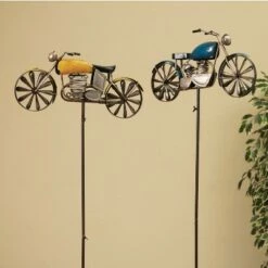 Garden Decor Shop 17 Best reviews of ⌛ Gerson International 63-Inch High Antique-Style Metal Motorcycle Wind Spinners, Set of 2 🌟