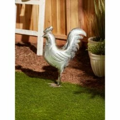 Cheap 🥰 Zingz & Thingz Zingz & Thingz 17" Iron Galvanized Rooster Sculpture Gray 🎁 -Garden Decor Shop unnamed file 1435
