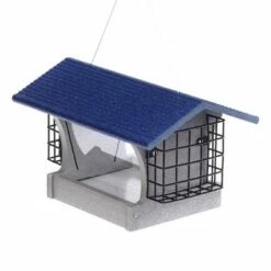 Garden Decor Shop 3 Wholesale 🔔 Birds Choice 3qt Green Solutions Hopper Feeder with Suets Gray with Blue Roof - Medium 🎁