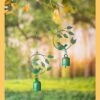 Promo ❤️ Wind & Weather Metal Birds and Bells Wind Chime with Green Over Gold Patina-Like Finish 🔔