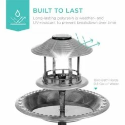 Brand new ✔️ Best Choice Products Solar Outdoor Bird Bath Pedestal Fountain Garden Decoration w/ Fillable Planter Base ⌛