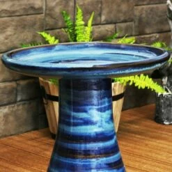 Top 10 ⌛ Sunnydaze Decor Sunnydaze Outdoor Weather-Resistant Garden Patio High-Fired Smooth Ceramic Hand-Painted Duo Tone Bird Bath - Galaxy Blue 🔔 -Garden Decor Shop unnamed file 1738
