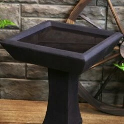 Hot Sale ✨ Sunnydaze Decor Sunnydaze Outdoor Glass Fiber Reinforced Concrete Patio Garden Simply Square Modern Bird Bath - 23" - Brown 😉 -Garden Decor Shop unnamed file 1751