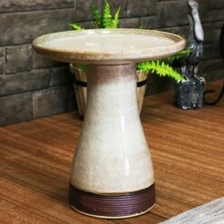 Deals π Sunnydaze Decor Sunnydaze Outdoor Weather-Resistant Garden Patio High-Fired Smooth Ceramic Hand-Painted Duo Tone Bird Bath - Yam π