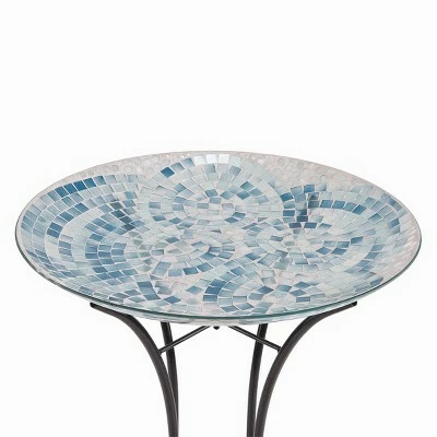 Best Sale π 23" Outdoor Mosaic Glass Birdbath Bowl with Metal Stand Blue - Alpine Corporation π 7 Best Sale π 23" Outdoor Mosaic Glass Birdbath Bowl with Metal Stand Blue - Alpine Corporation π - Image 5