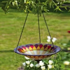 Buy 🤩 Evergreen Tiffany Inspired Hanging Petal Glass Birdbath 🔥
