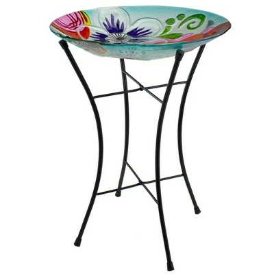 New β€οΈ Northlight 21β White and Blue Hand Painted Floral Glass Outdoor Patio Birdbath π 3 New β€οΈ Northlight 21β White and Blue Hand Painted Floral Glass Outdoor Patio Birdbath π - Image 2