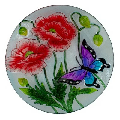 Wholesale π Northlight 21" Butterfly and Carnations Hand Painted Glass Outdoor Birdbath π€© 4 Wholesale π Northlight 21" Butterfly and Carnations Hand Painted Glass Outdoor Birdbath π€© - Image 2