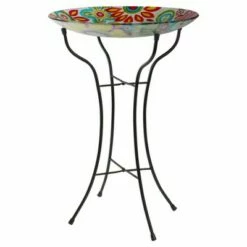 New 🥰 Northlight 18" Pastel Pink and Blue Flowers Hand Painted Glass Outdoor Patio Bird Bath 🧨 -Garden Decor Shop unnamed file 1905