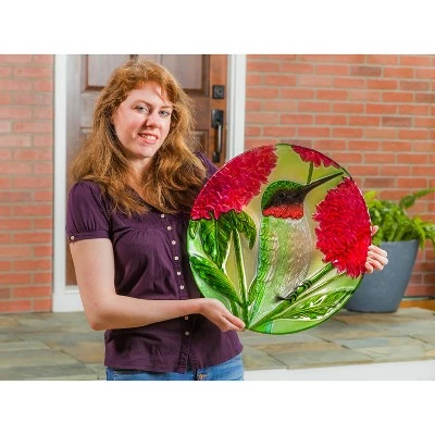 Top 10 π₯° Evergreen 18" Hand Painted Embossed Glass Bird Bath, Hummingbird with Red Lupine Florals π 3 Top 10 π₯° Evergreen 18" Hand Painted Embossed Glass Bird Bath, Hummingbird with Red Lupine Florals π - Image 2