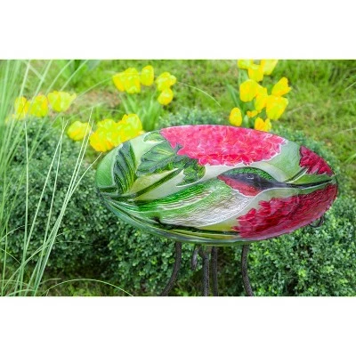 Top 10 π₯° Evergreen 18" Hand Painted Embossed Glass Bird Bath, Hummingbird with Red Lupine Florals π 5 Top 10 π₯° Evergreen 18" Hand Painted Embossed Glass Bird Bath, Hummingbird with Red Lupine Florals π - Image 4