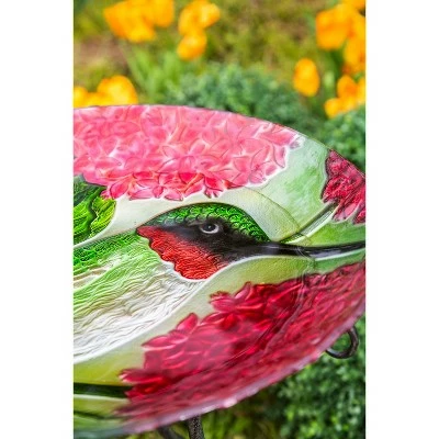 Top 10 π₯° Evergreen 18" Hand Painted Embossed Glass Bird Bath, Hummingbird with Red Lupine Florals π 6 Top 10 π₯° Evergreen 18" Hand Painted Embossed Glass Bird Bath, Hummingbird with Red Lupine Florals π - Image 5