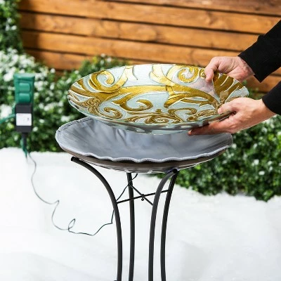 Top 10 π Evergreen 18" Hand Painted Glass Bird Bath w/Heater and Stand π― 8 Top 10 π Evergreen 18" Hand Painted Glass Bird Bath w/Heater and Stand π― - Image 8