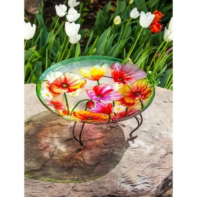 Best Sale π₯° Evergreen Poppies 18" Glass Birdbath π 4 Best Sale π₯° Evergreen Poppies 18" Glass Birdbath π - Image 2