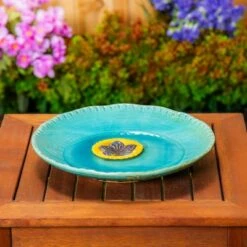 Flash Sale π Evergreen 12" Bee Bath Ceramic Turquoise with Yellow Flower π