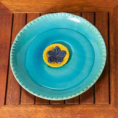Flash Sale π Evergreen 12" Bee Bath Ceramic Turquoise with Yellow Flower π 4 Flash Sale π Evergreen 12" Bee Bath Ceramic Turquoise with Yellow Flower π - Image 2