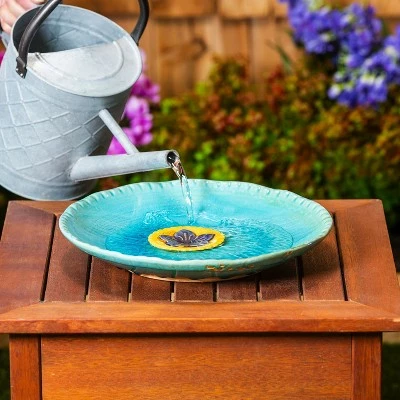 Flash Sale π Evergreen 12" Bee Bath Ceramic Turquoise with Yellow Flower π 5 Flash Sale π Evergreen 12" Bee Bath Ceramic Turquoise with Yellow Flower π - Image 3