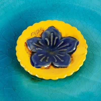 Flash Sale π Evergreen 12" Bee Bath Ceramic Turquoise with Yellow Flower π 6 Flash Sale π Evergreen 12" Bee Bath Ceramic Turquoise with Yellow Flower π - Image 4