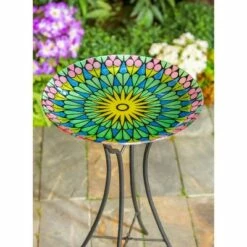 Cheapest β Evergreen 18" Hand Painted and Embossed Glass Bird Bath, Shades of Green- β