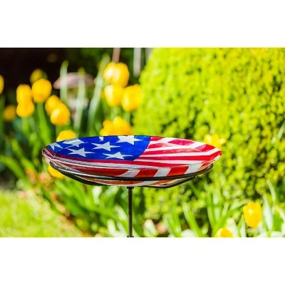 Best deal π Evergreen 18" Glass Bird Bath, American Flag π 4 Best deal π Evergreen 18" Glass Bird Bath, American Flag π - Image 2