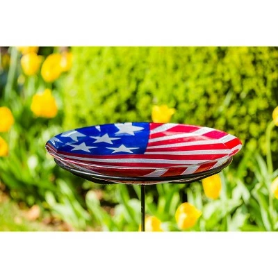 Best deal π Evergreen 18" Glass Bird Bath, American Flag π 6 Best deal π Evergreen 18" Glass Bird Bath, American Flag π - Image 4