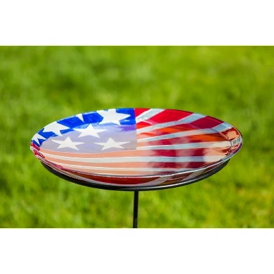 Best deal π Evergreen 18" Glass Bird Bath, American Flag π 8 Best deal π Evergreen 18" Glass Bird Bath, American Flag π - Image 6