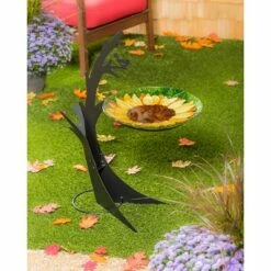 Best Sale 🎁 Evergreen 18" Hand Painted Embossed Glass Bird Bath, Fall Sunflower 🤩 -Garden Decor Shop unnamed file 1984