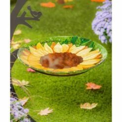 Best Sale 🎁 Evergreen 18" Hand Painted Embossed Glass Bird Bath, Fall Sunflower 🤩 -Garden Decor Shop unnamed file 1985