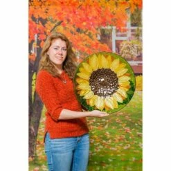 Best Sale 🎁 Evergreen 18" Hand Painted Embossed Glass Bird Bath, Fall Sunflower 🤩 -Garden Decor Shop unnamed file 1986