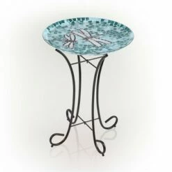 Best Sale ❤️ 23" Outdoor Mosaic Dragonfly Glass Birdbath Bowl with Metal Stand Turquoise Green - Alpine Corporation 😀 -Garden Decor Shop unnamed file 1989